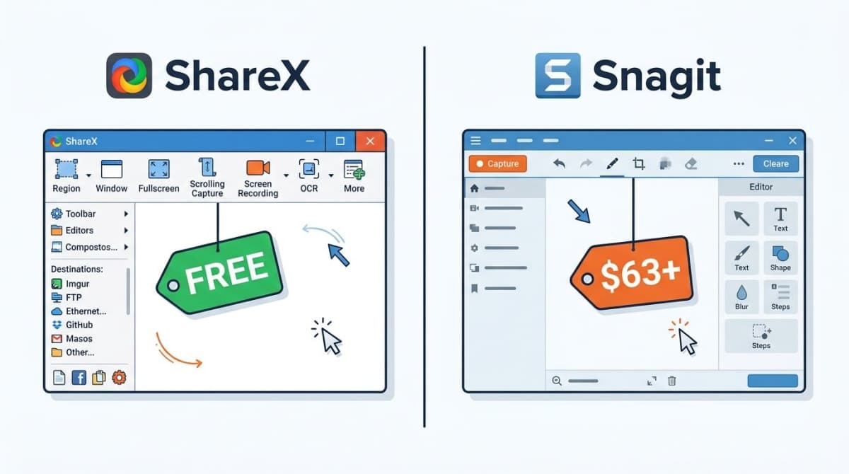 ShareX vs Snagit: Free vs Paid Compared (2026)