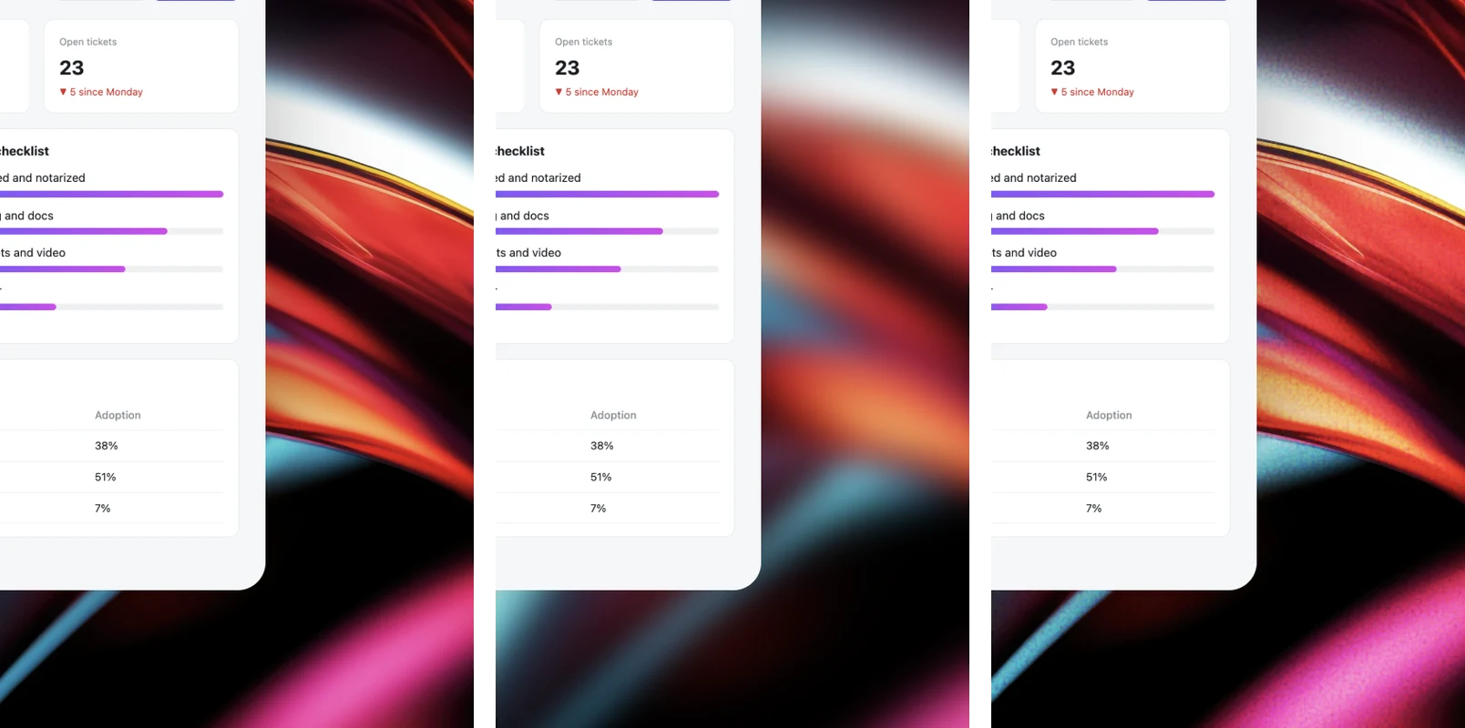 The same wallpaper edge with Effect None, Blur and Noise at high intensity