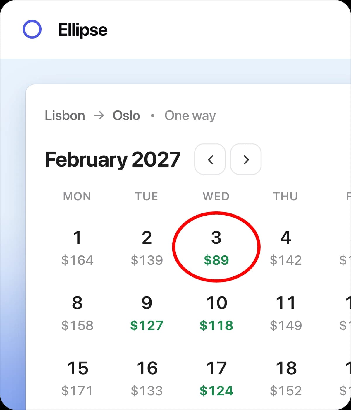 Ellipse tool card: a red circle around a date in a calendar